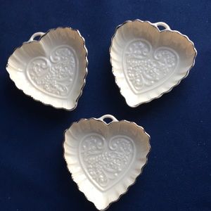 Three Lenox heart shaped Wedding Promises trinket dishes